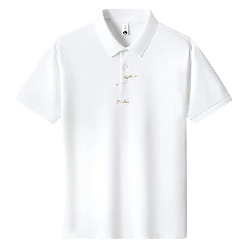 Men's loose fit cotton T-shirt with a letter pattern, shown in one of six available colours.