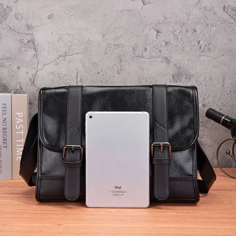 Black Korean style men's commuter backpack with anti-theft features