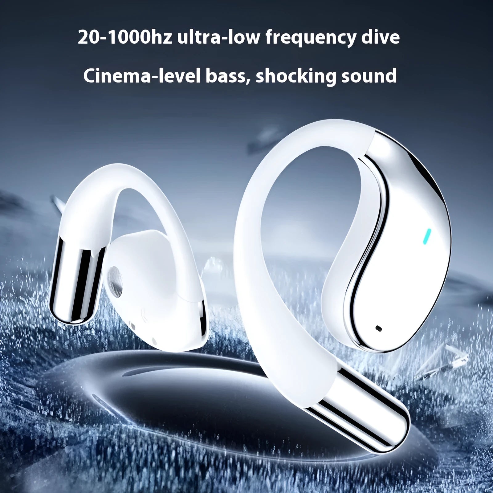 YYK-Q39 portable sports hanging ear Bluetooth earphones in beige and black with digital display and noise reduction