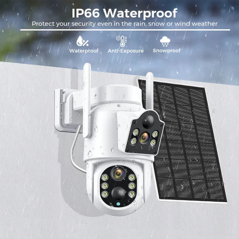 Outdoor 4MP solar wifi monitor with dual light full colour night vision and separate solar panel