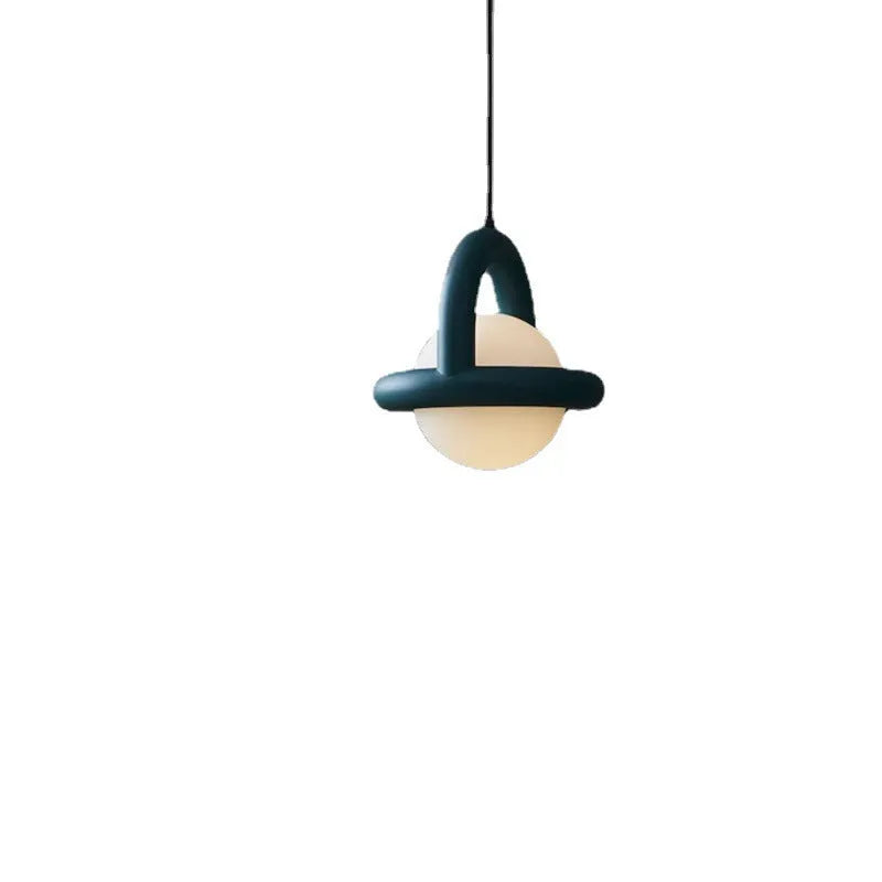 Modern Danish-style hanging pendant lamp in a matte finish with a linen shade.