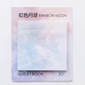 Square planet sticky notes pad with 7.3cm dimensions showing oil painting artwork of Earth, Mars, and moon designs