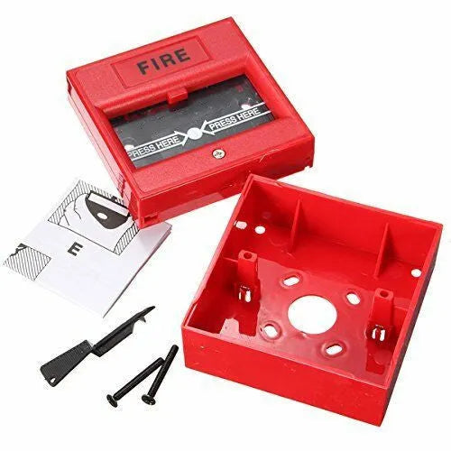 Wired red hand breaking glass emergency fire alarm button with fireproof material