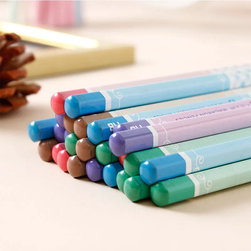 Basswood six-angle thermal transfer pencil with HB refills in 50-piece barrel packaging