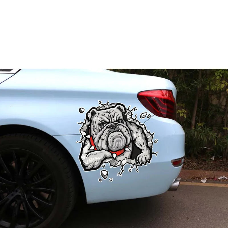 Quirky Ideas motorcycle decorative sticker in grey dog pattern, 17 x 17cm paper sticker on a helmet surface