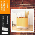 Beige plastic wall hanging chopstick holder basket for kitchen utensil storage and drying