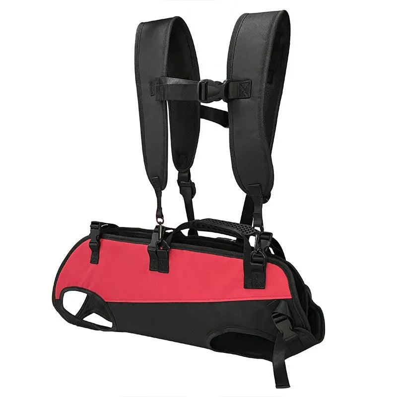 Multifunctional Oxford cloth pet backpack in solid colour with airborne walking stretcher design for outdoor use