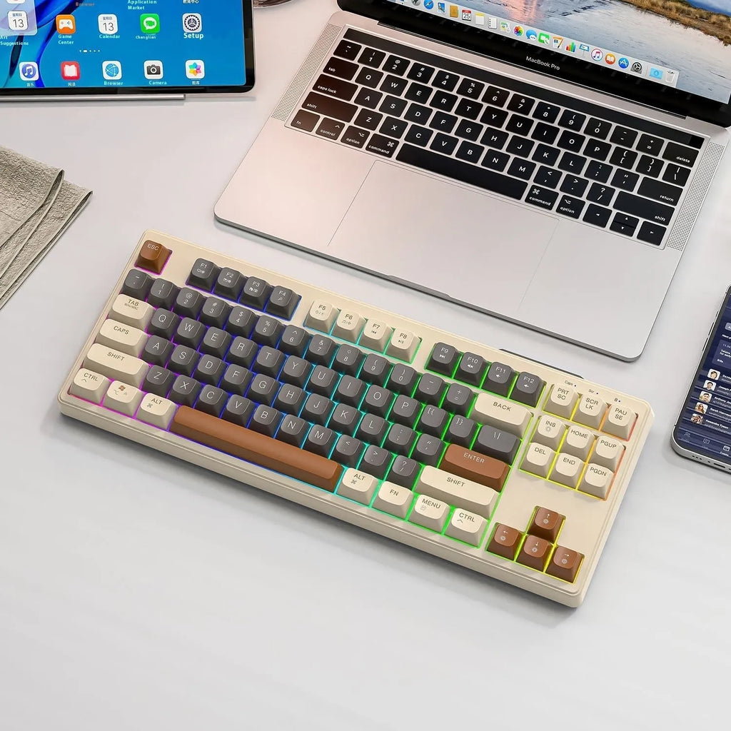 Free Wolf M87 wireless Bluetooth dual-mode keyboard in compact 87-key layout with ABS construction