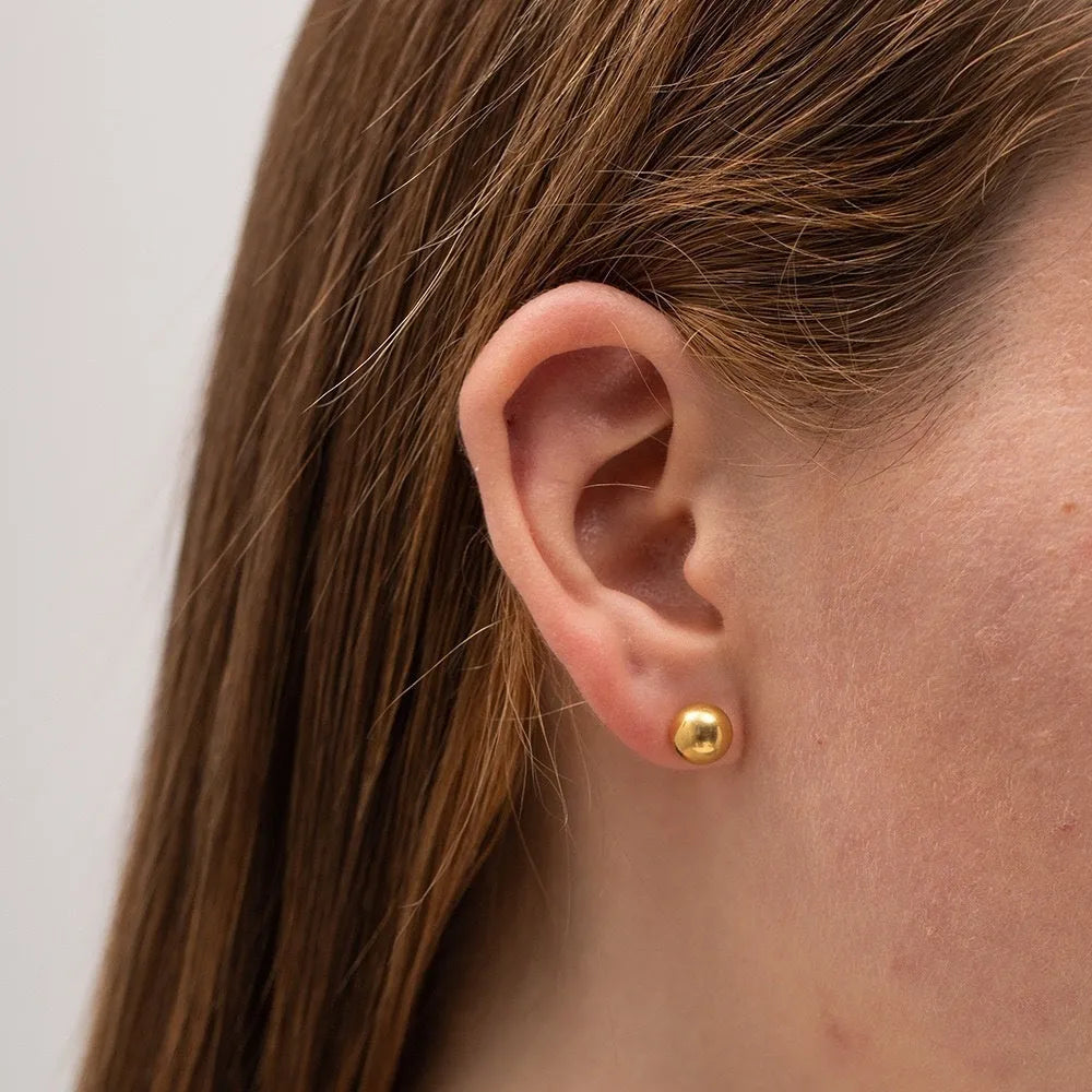Stainless steel ball stud earrings minimalist geometric design gold silver colours