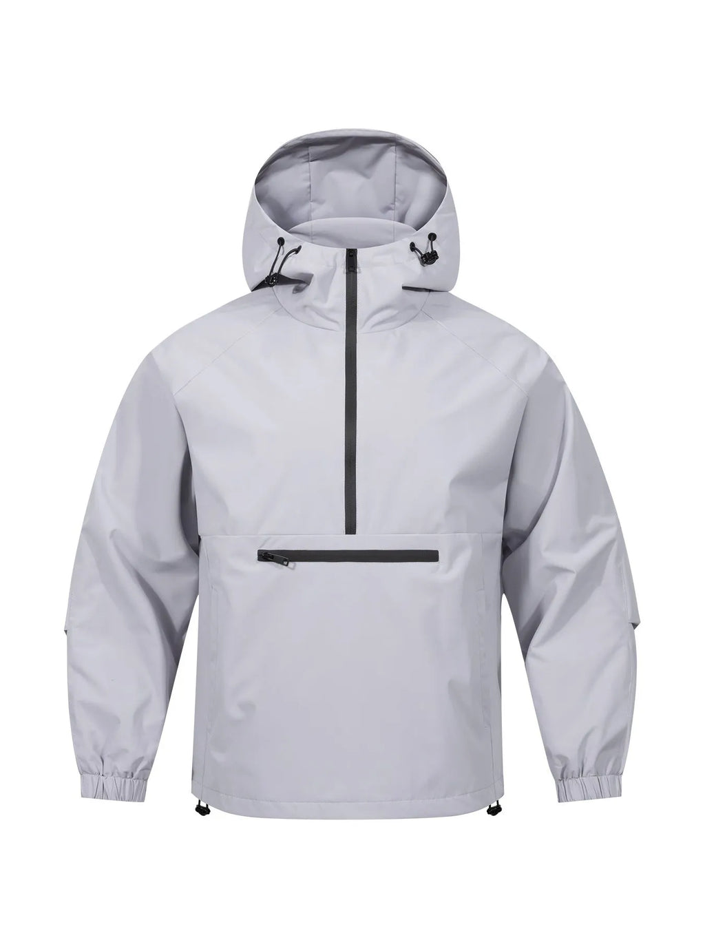 Men's light grey rabbit fur corduroy half-zip hooded Korean-style loose sweater jacket