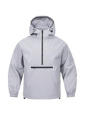 Men's light grey rabbit fur corduroy half-zip hooded Korean-style loose sweater jacket