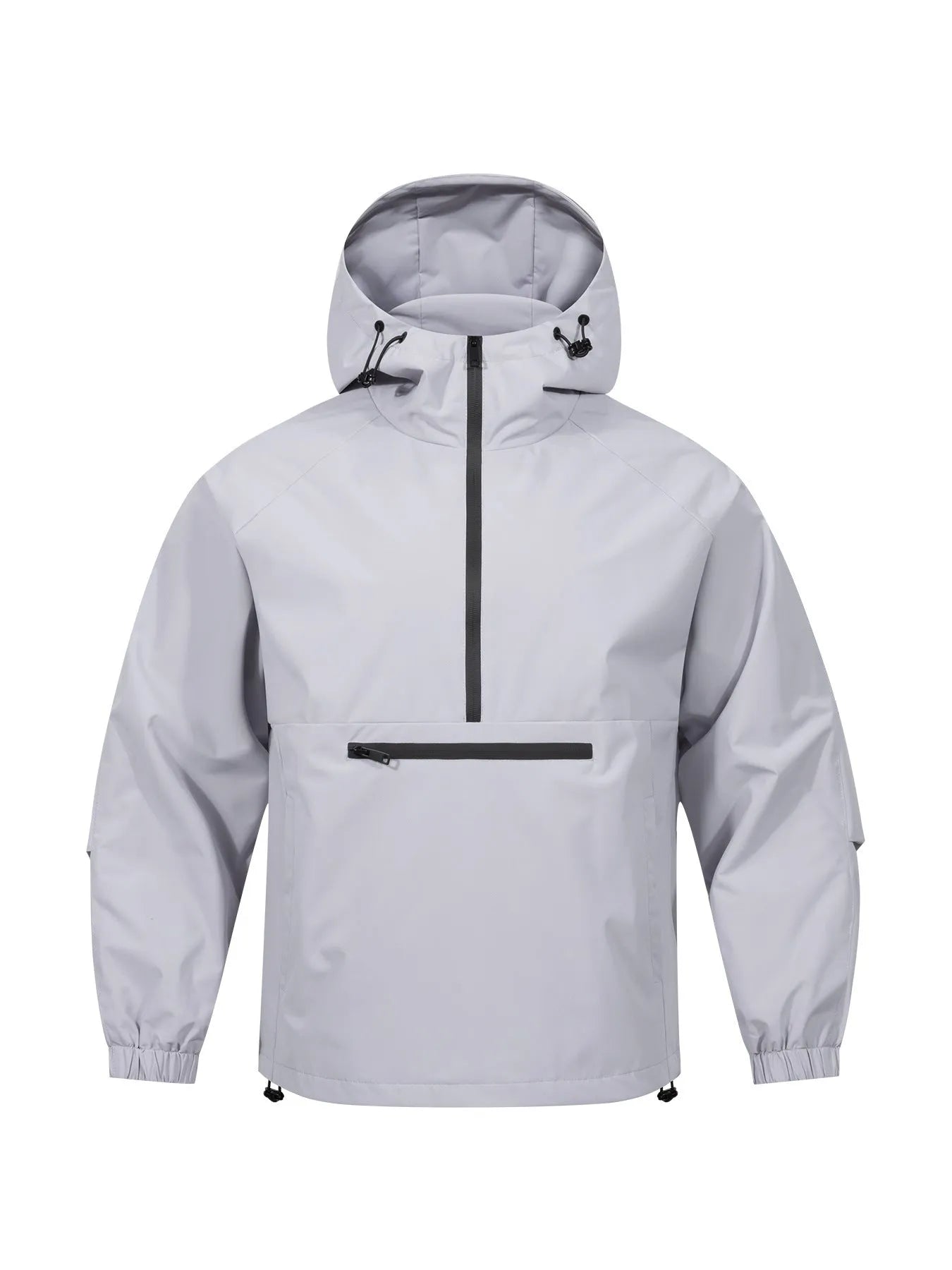 Men's light grey rabbit fur corduroy half-zip hooded Korean-style loose sweater jacket