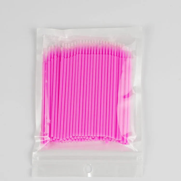 Disposable flock-tipped micro applicator brushes in multicolours, bendable stick, 200-500 pcs for eyelash extensions and makeup
