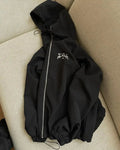 Men's grey hooded sunscreen jacket with British-style loose fit