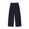 Women's linen blend two-piece set with off-neck top and wide-leg trousers in temperament commute style