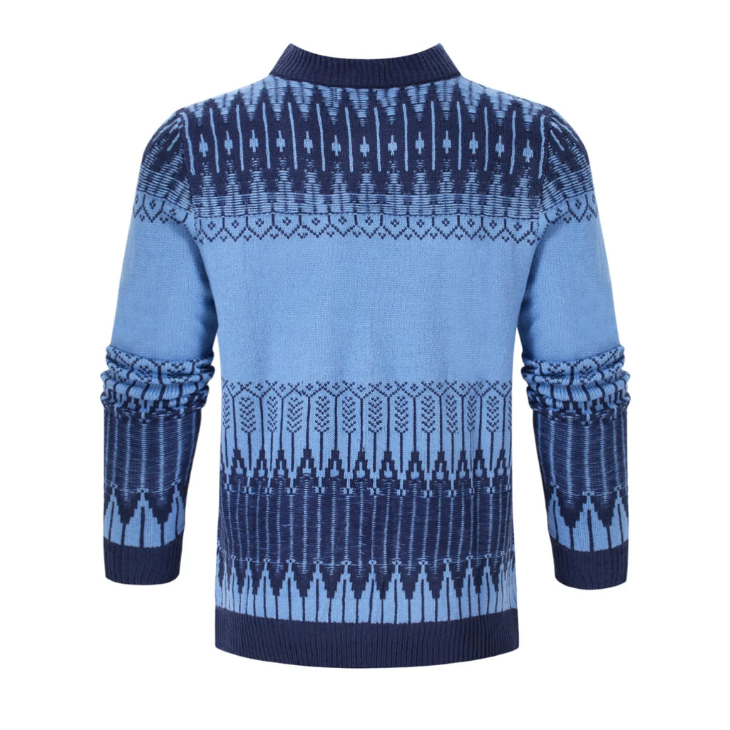 Men's acrylic knitted long-sleeve pullover sweater in three style variations