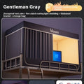 Gentleman grey bed curtain with integrated mosquito net for upper bunk bed with strong light blocking
