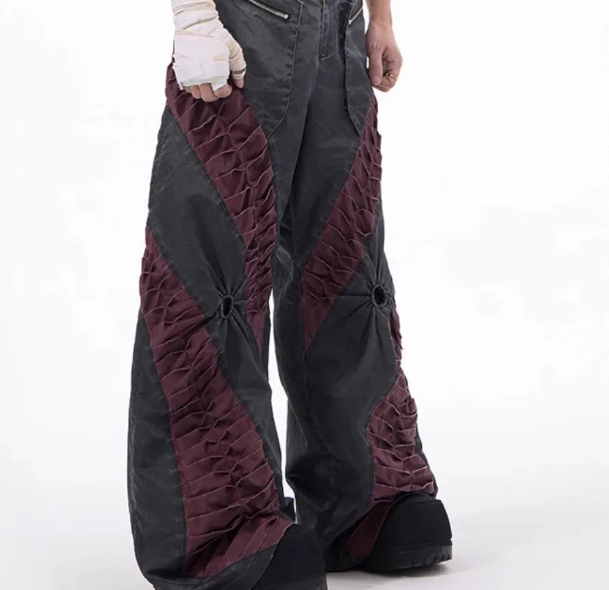 Retro three-dimensional keel casual pants in solid colour rayon fabric for men summer sports