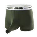 Men's ice silk trunk open boxer shorts in multiple colours on a white background.