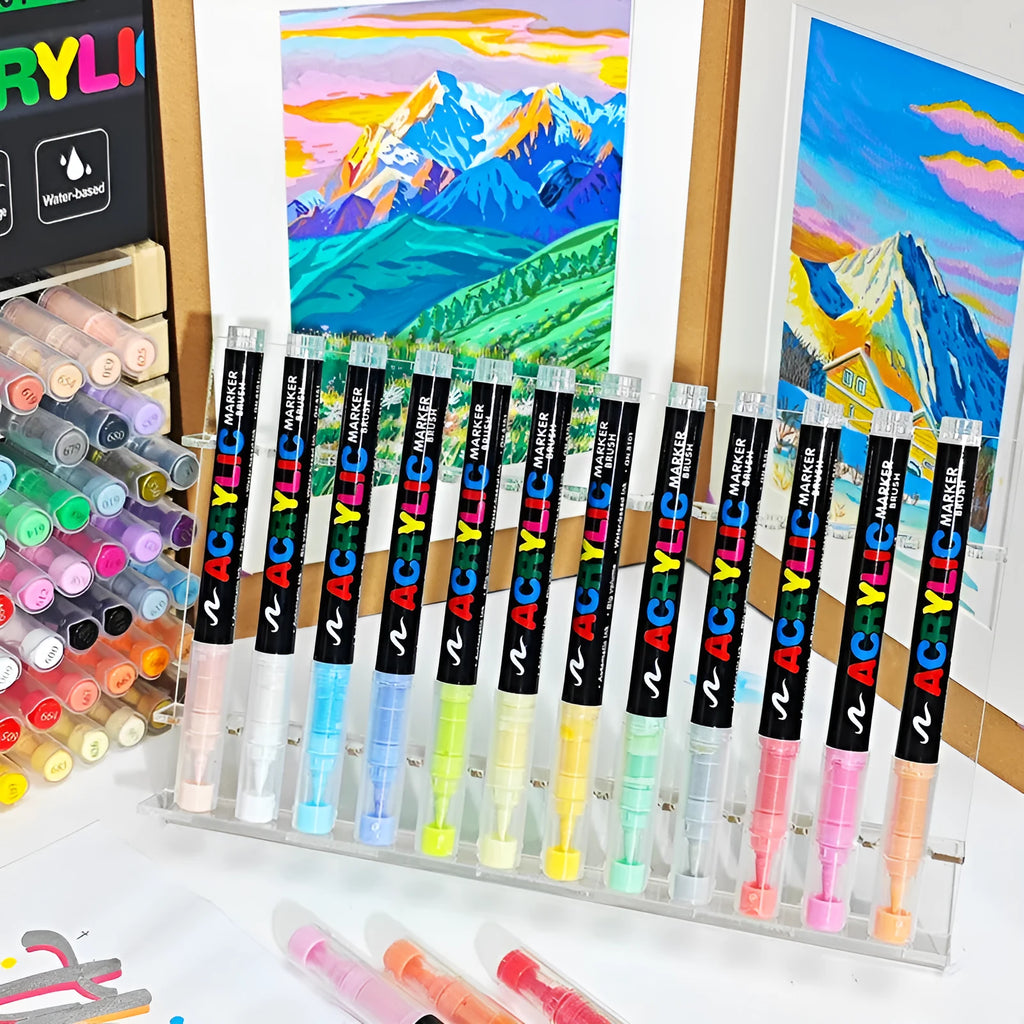 Set of straight liquid acrylic marker pens for art and graffiti in multiple colours