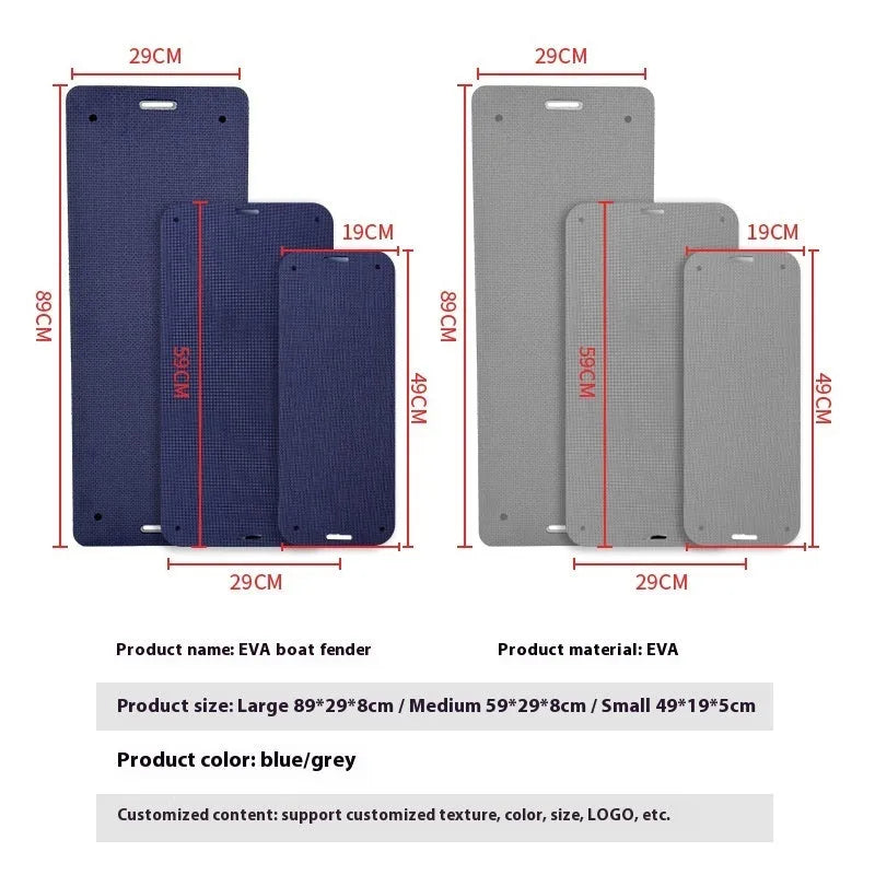 Blue EVA foam boat fender bumper with thickened shockproof design for marine docking protection