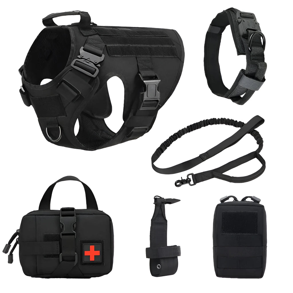 Six-piece dog training battle suit in CP camouflage polyester vest with dog