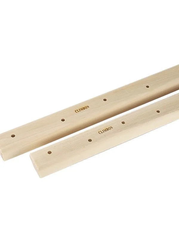 Wooden fingerboard hangboard set showing three different lengths for grip strength training