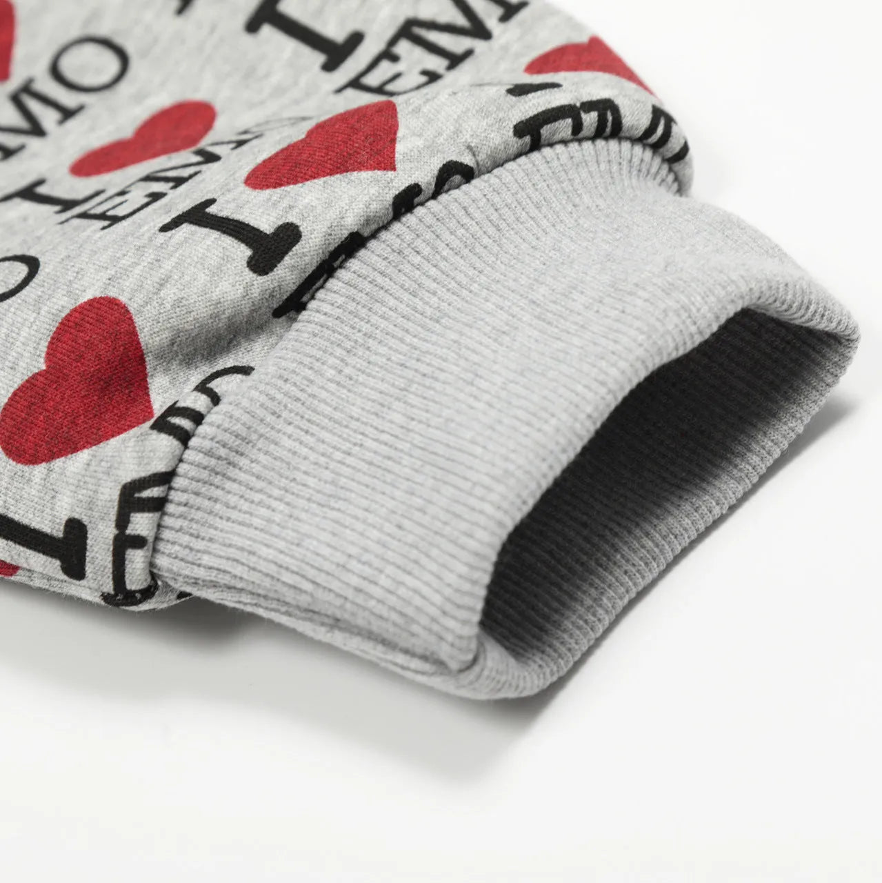 Women's mixed grey retro pattern hooded cotton cardigan shown from front, long sleeves and regular fit.