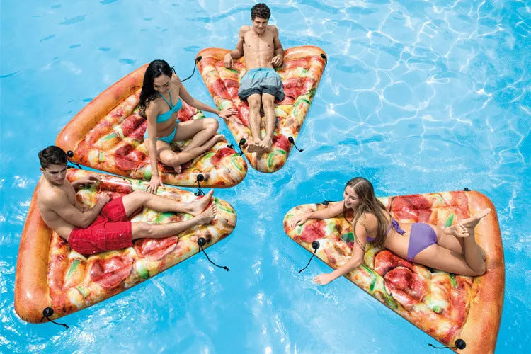 Large pizza themed inflatable surfboard float measuring 175cm by 145cm