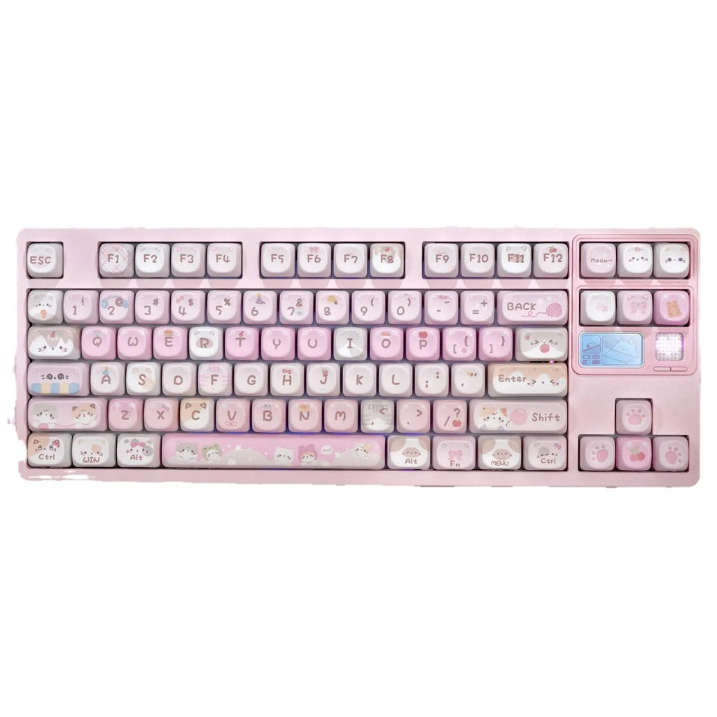 MOA mechanical keyboard keycaps with cartoon design and pink colour on five-sided sublimation printing