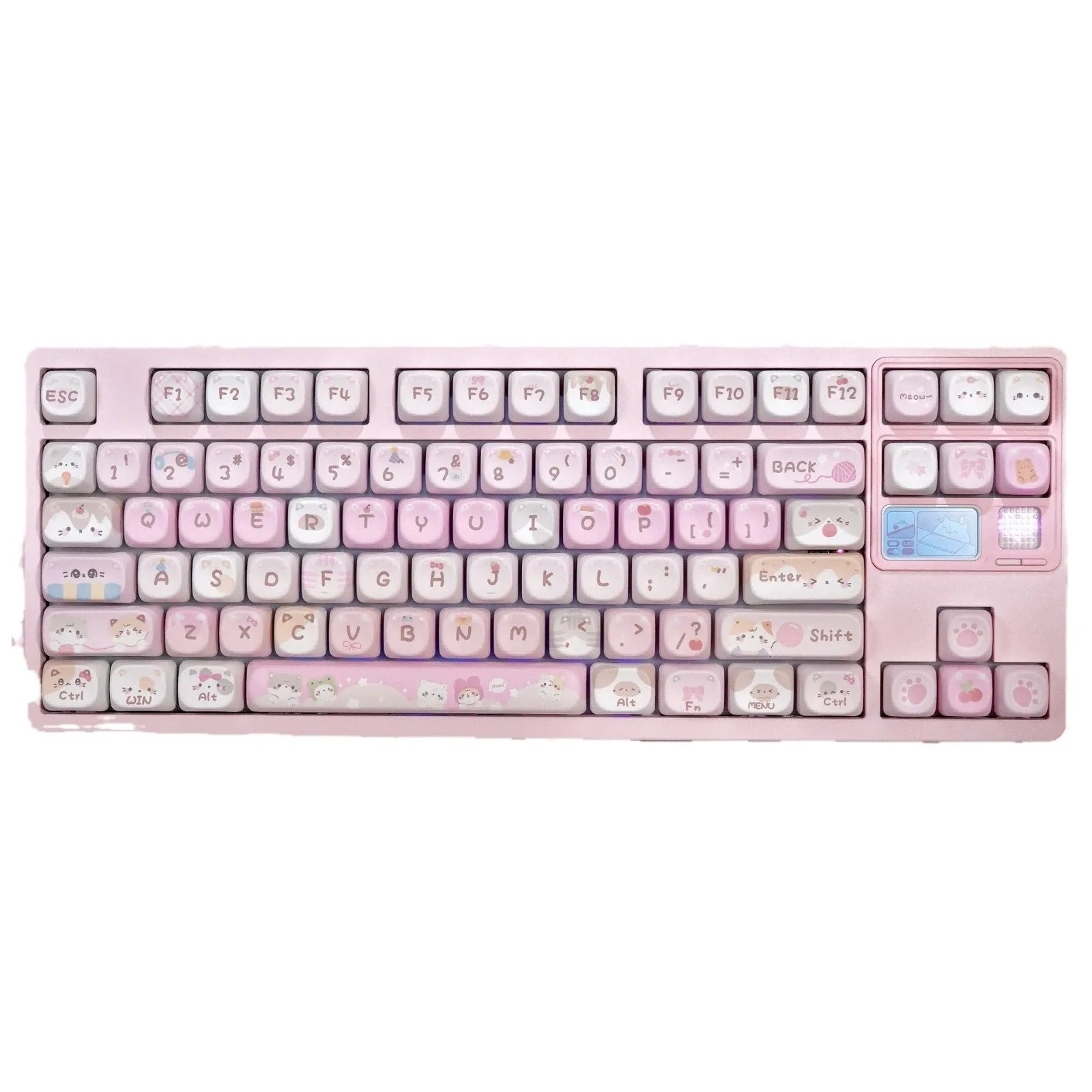 MOA mechanical keyboard keycaps with cartoon design and pink colour on five-sided sublimation printing