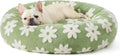Round pet bed in sea blue white plaid with removable cover, 60x60x20 cm size for dogs and cats