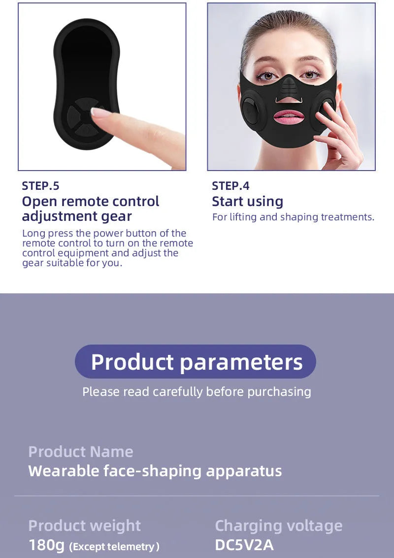 Black photon rejuvenation face mask device with USB cable for at-home skincare treatments
