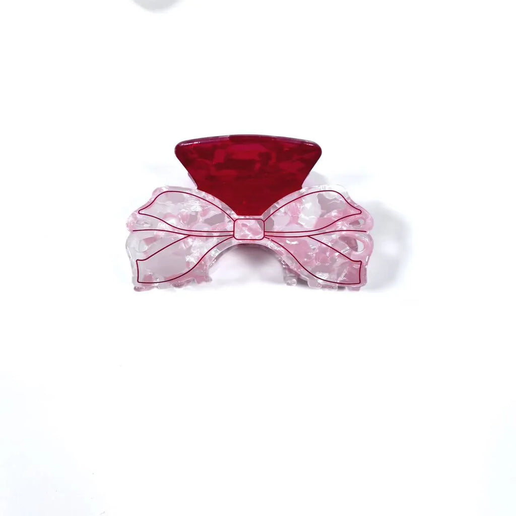 Fresh cute glitter bow tie grip hair clip acrylic oil injection cream sweet girl style 8cm women non-inlaid