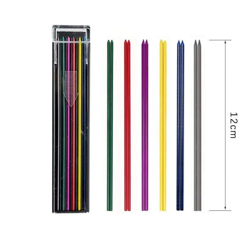 Box of 12 coloured 0.5mm mechanical pencil refills for drawing and painting