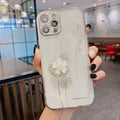 3D flower spin stand phone case for iPhone with built-in screen protector in TPU material
