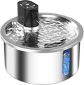 Stainless steel heated pet water fountain for cats and dogs in black or white