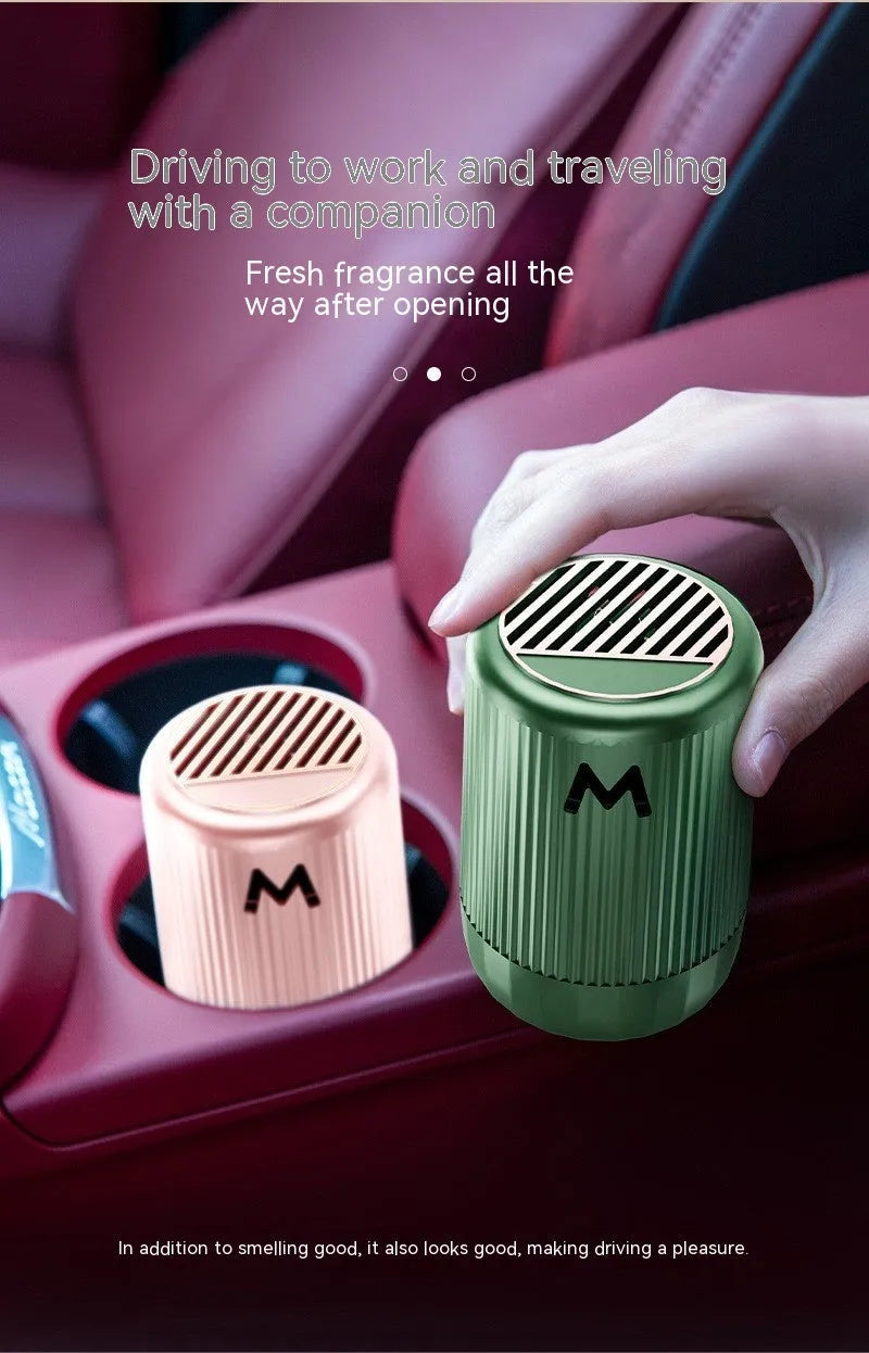 Solid car aromatherapy decoration cup measuring 10cm by 6cm in choice of four fragrances