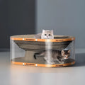 Transparent white PVC cat scratch board and tunnel nest with diamond pattern design
