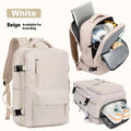 Front view of large capacity waterproof Oxford cloth backpack in solid colour with curved shoulder strap