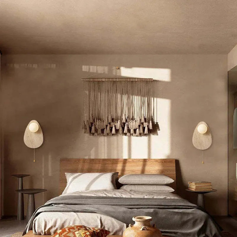 Yellow cave stone marble LED wall lamp for bedroom background decoration with warm light