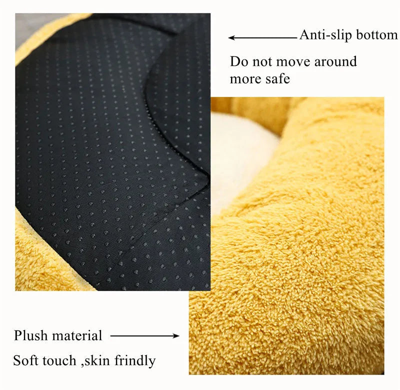 Corgi shaped plush pet bed in size L for dogs and cats, with PP cotton filling.