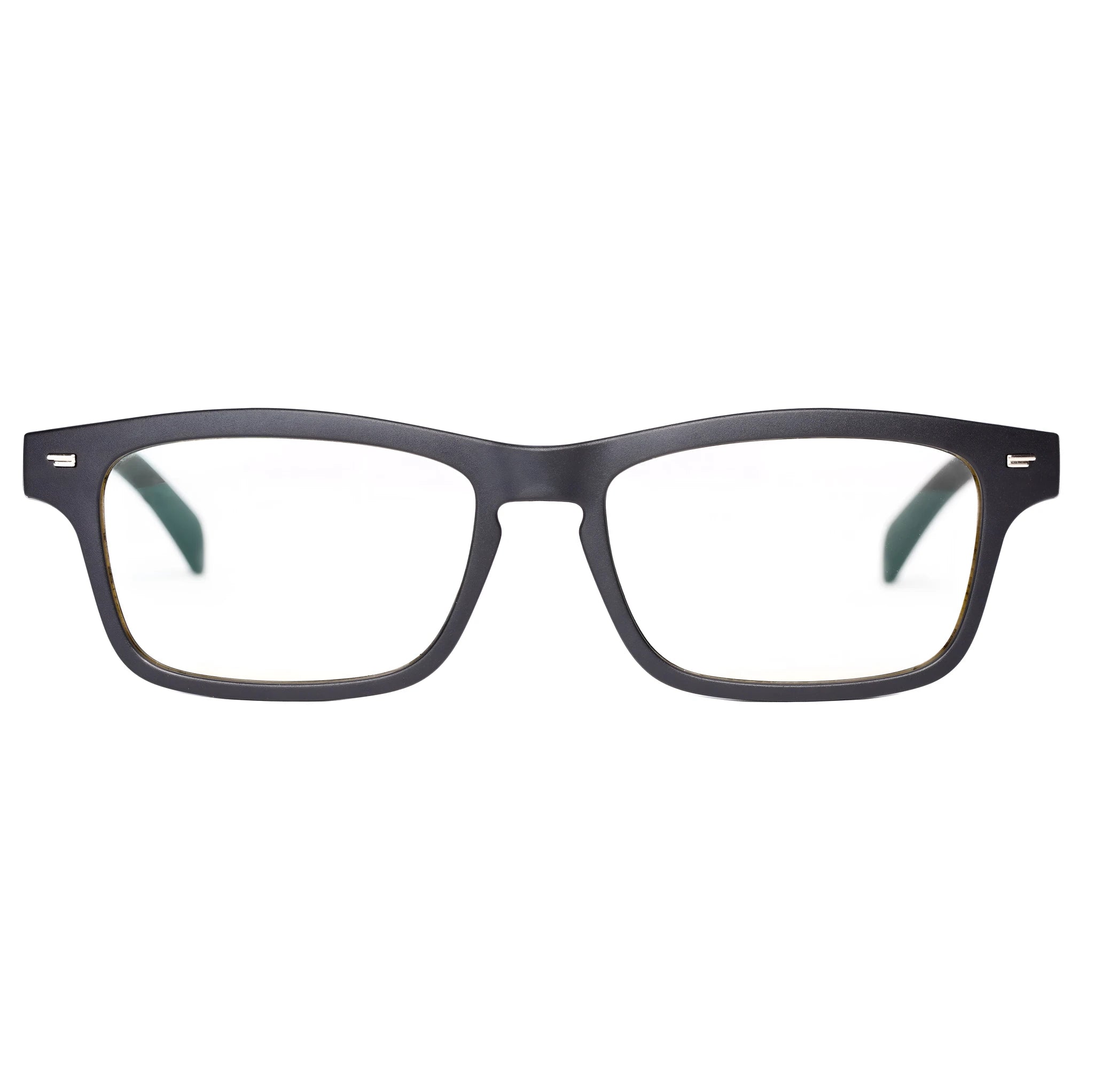 Smart glasses with tinted lenses and open-ear Bluetooth speakers on the temples.