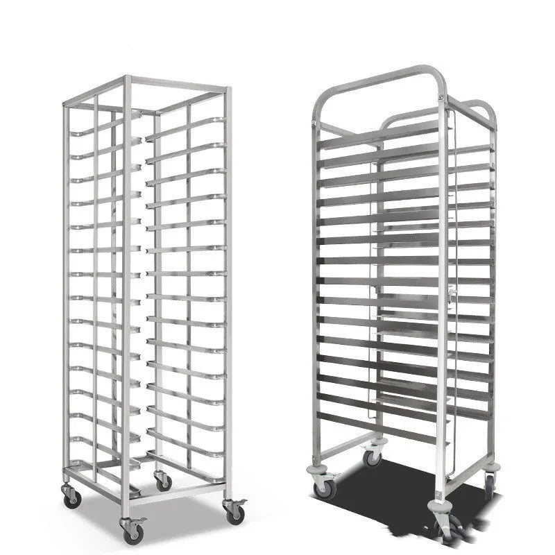 Stainless steel commercial baking tray rack with six layers and lock mechanism for 40x60cm sheets