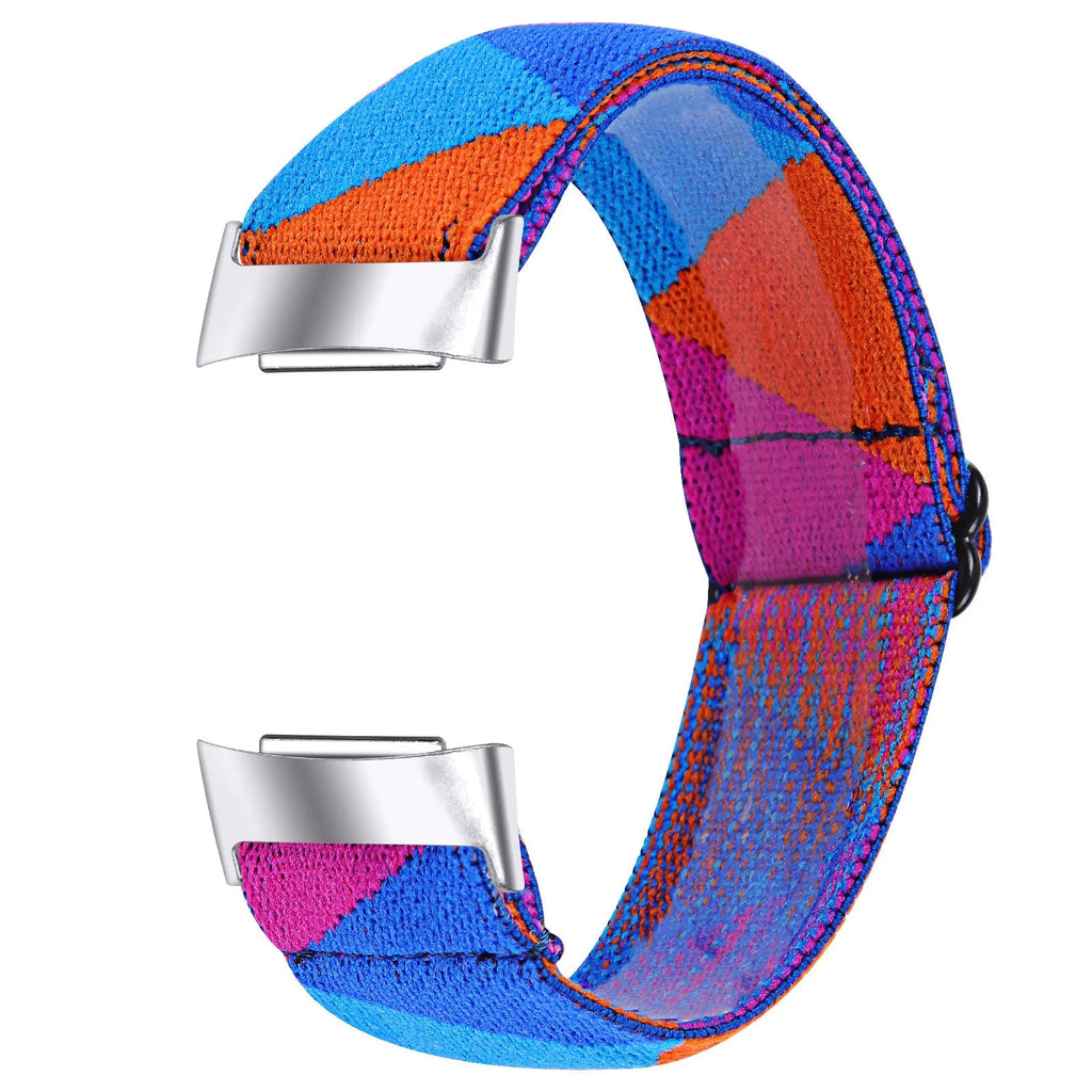 Adjustable printed elastic watch strap for Fitbit Charge 6, 14 colour options, fashion design