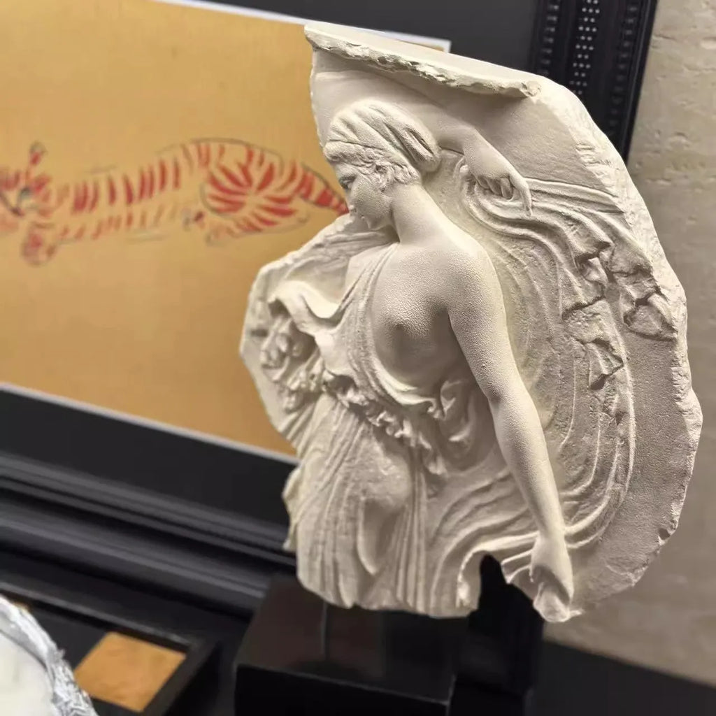 Wine goddess resin sculpture ornament 35cm tall on a shelf