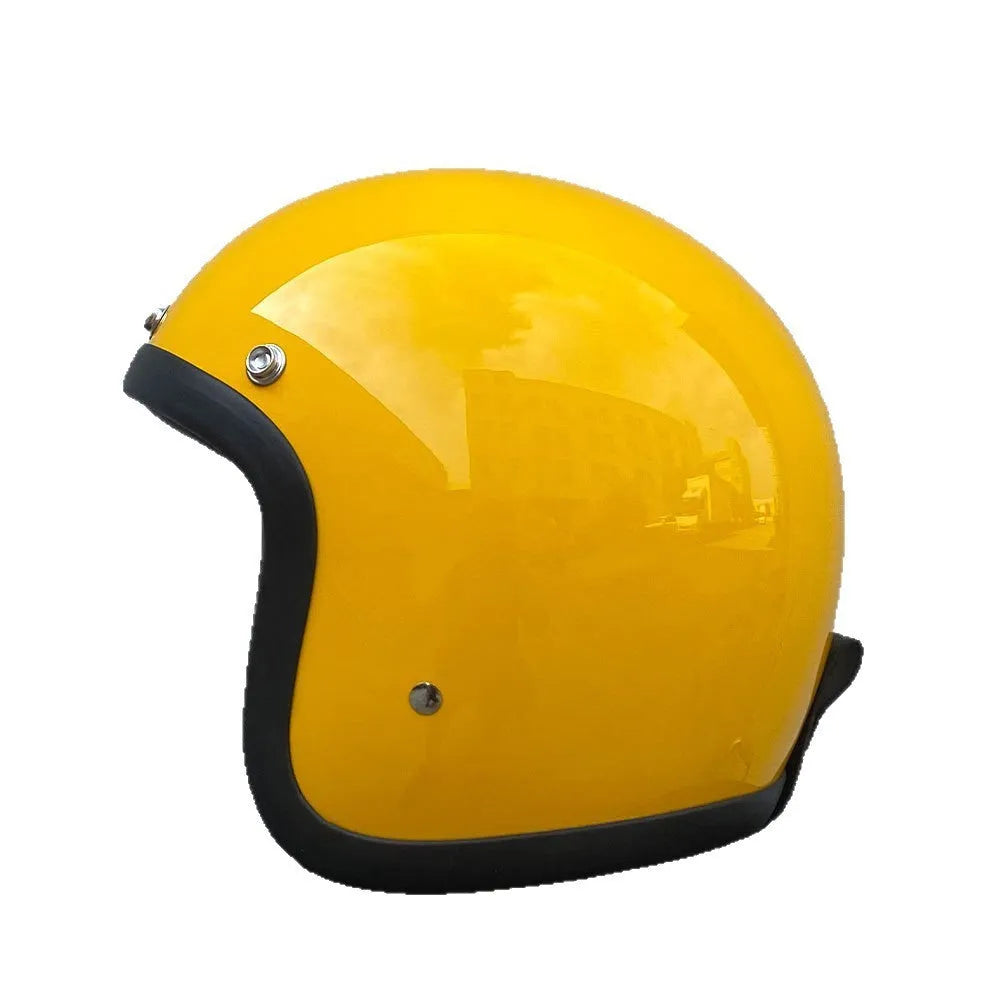 FRP retro-style half motorcycle helmet for electric bike commuting in multiple colour options