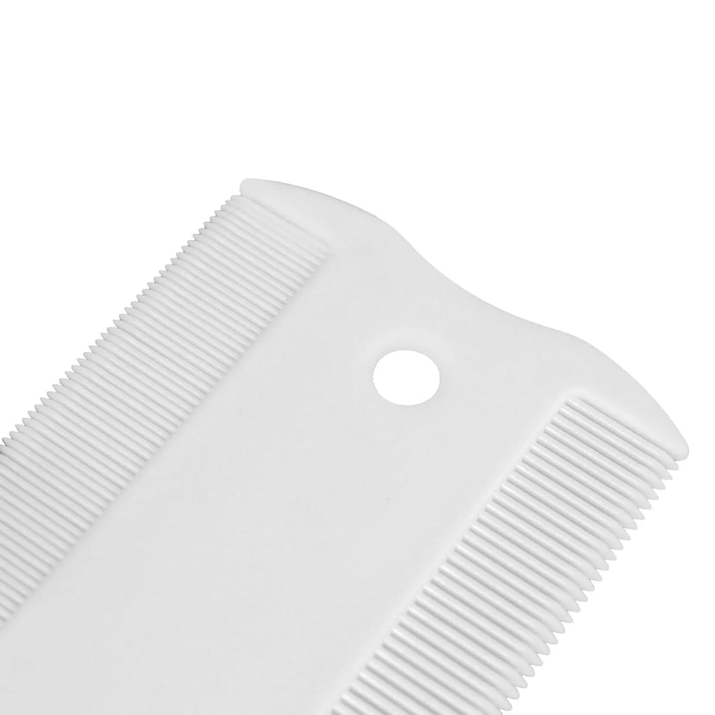 Double-sided plastic flea comb for pets with fine teeth for face grooming and tear stain removal