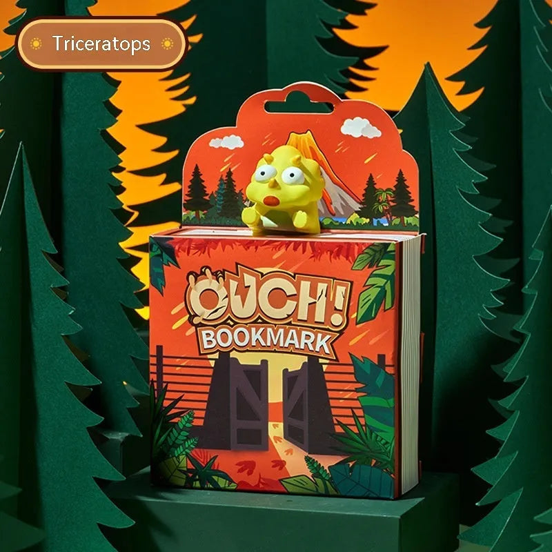 Animated style card bookmark with cartoon Tyrannosaurus Rex design, suitable for pupils' stationery