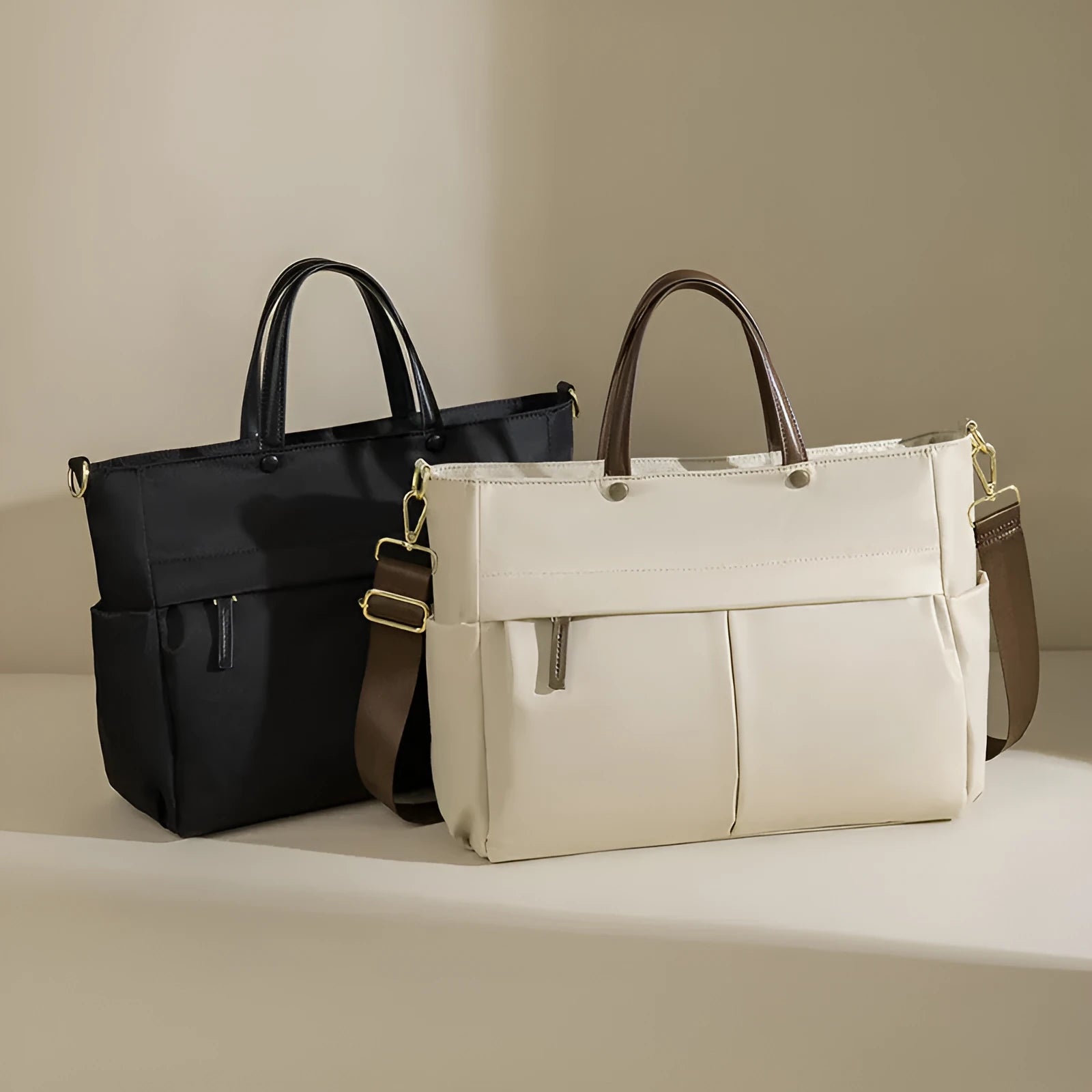 Fashion women's portable briefcase large capacity Oxford cloth stitching contrast colour laptop bag urban simplicity style